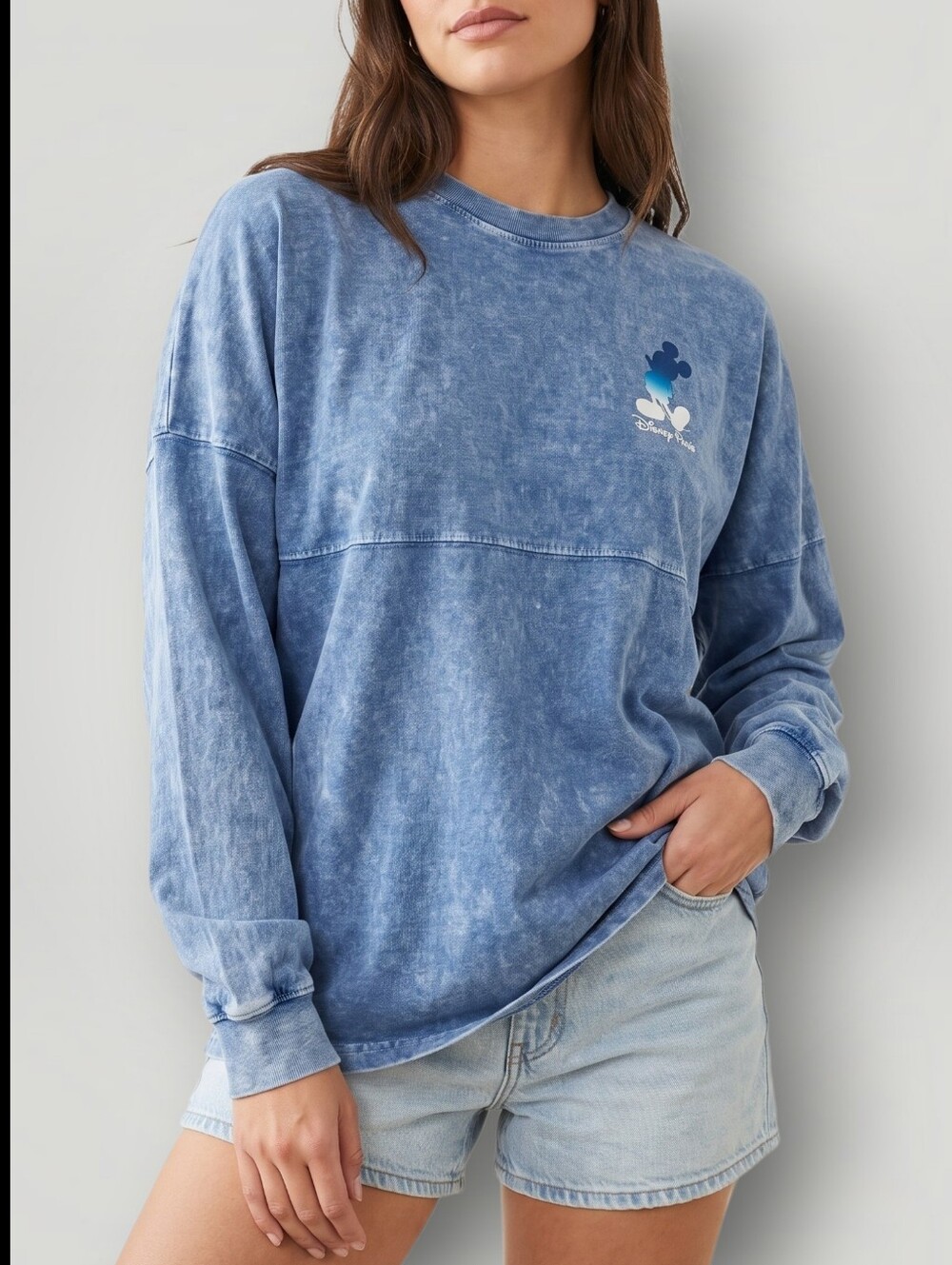 Disney Parks Cast Member Spirit Jersey Medium Blue Mineral Wash Mickey